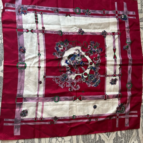Vibrant Red, White, and Pink Scarf, Acetate, Vintage, Made in Japan - Picture 1 of 3